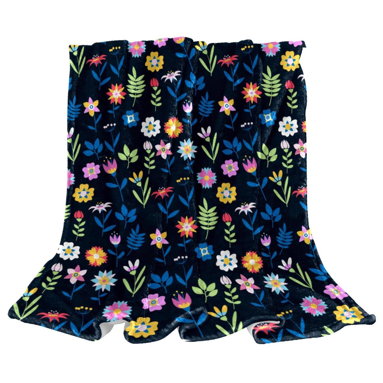Jeté de lit polaire plaid canapé fleuri multicolore chaud doux