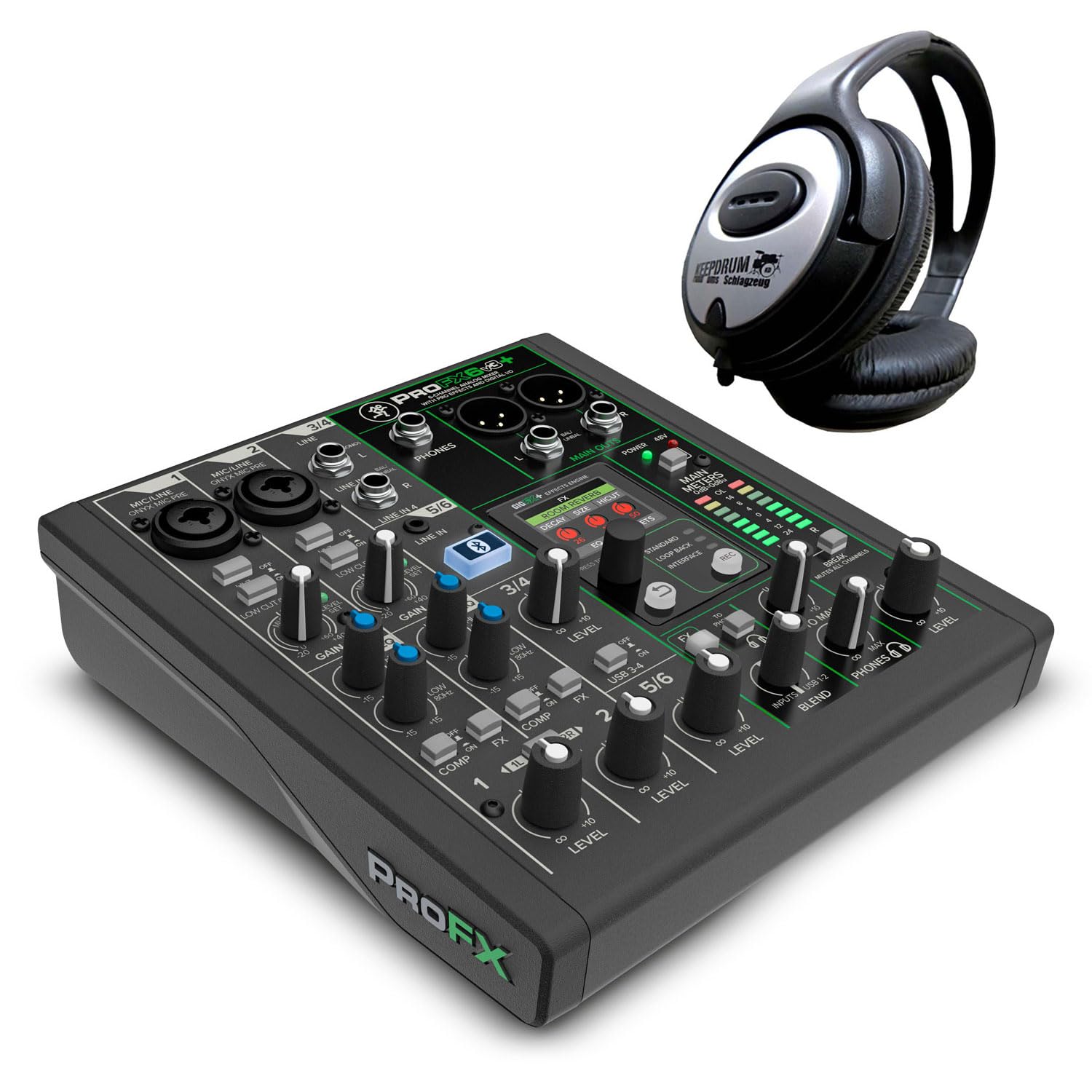 Mackie ProFX6v3+ 6-kanaliger Analogmixer Bluetooth Mischpult Interface mit keepdrum Kopfhörer