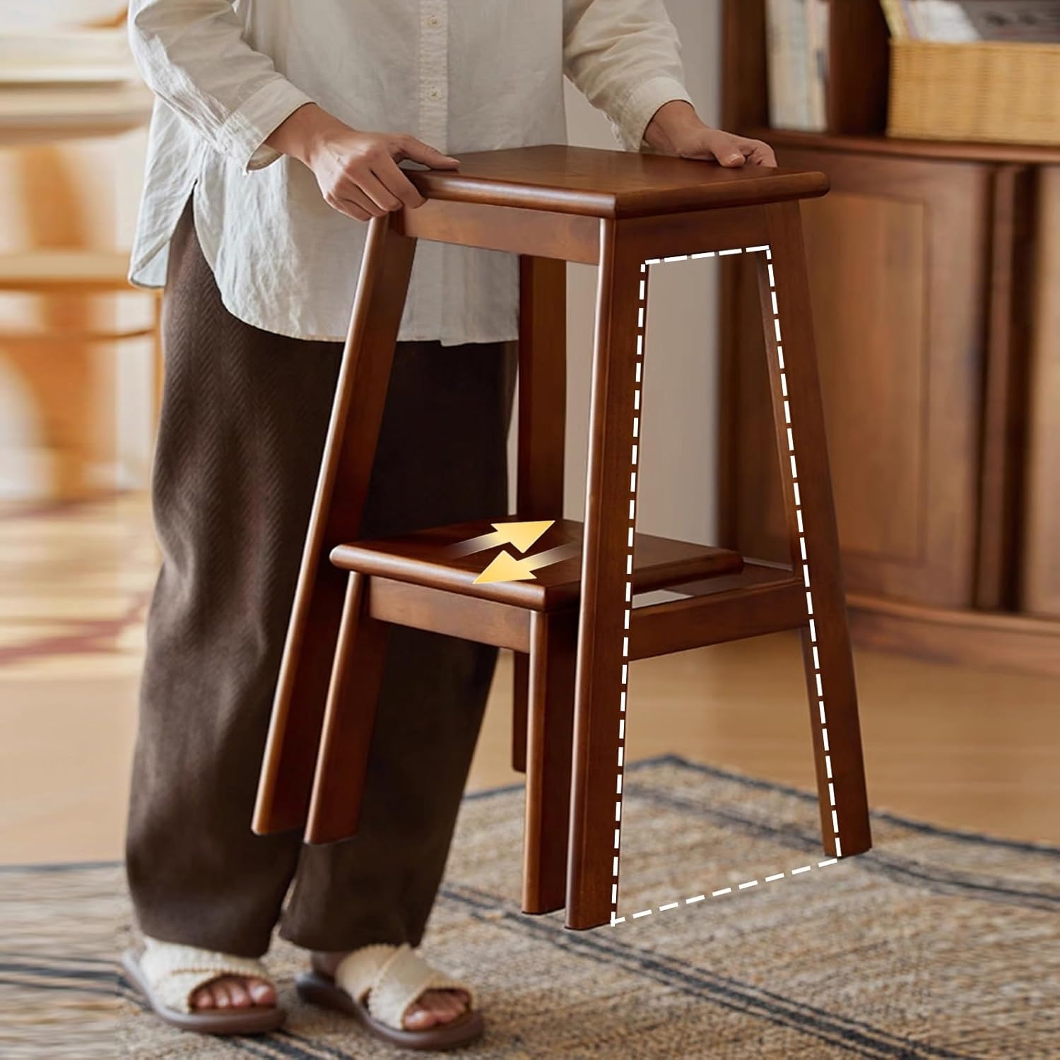 古道具ビンテージ品◾️スチール製 折り畳み式 昔の古い脚立 ラダー