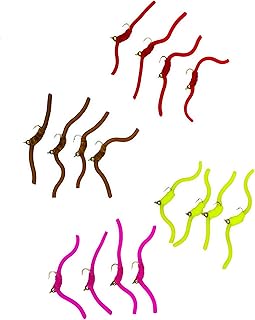 16 Pcs Squirmy Wormy Fly Fishing San Juan Worm Fly Fishing Flies Assortment for Hook Trout Bass Steelhead Salmon Freshwater Fish #12