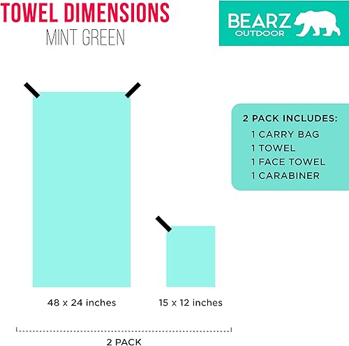 Miniatura 6 de Paquete de manta de bolsillo y toalla de secado rápido (verde), manta de playa, toalla de microfibra, toalla de camping y manta de picnic de lona de