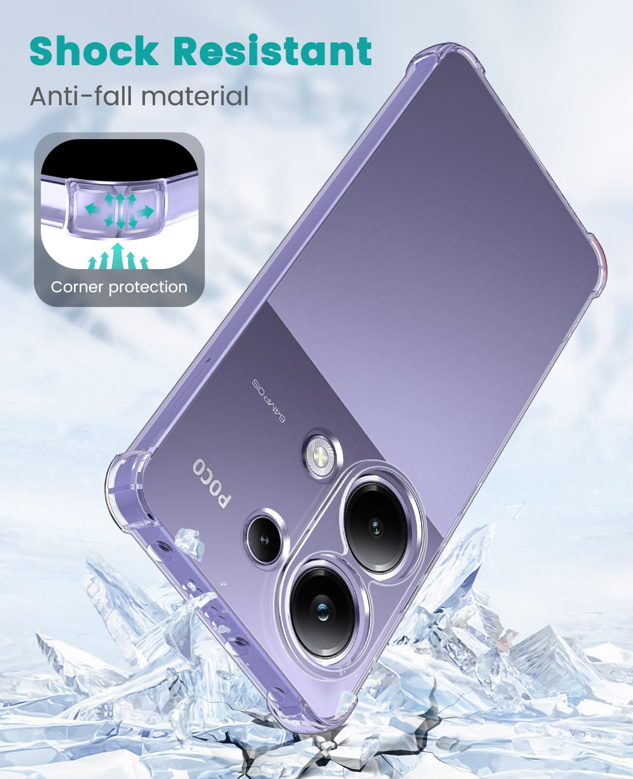 Cover per Xiaomi Redmi Note 13 Pro 4G / Poco M6 Pro 4G con 3 Pezzi Pellicola Vetro Temperato, Custodia in Morbida Silicone Liquido, Sottile e Antiurto con Rivestimento in Microfibra AntiGraffio