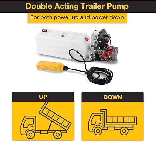 Miniatura 52 de Bomba hidráulica de 8 cuartos de galón 12V DC Unidad de potencia hidráulica de doble efecto con depósito de metal Bomba de energía hidráulica