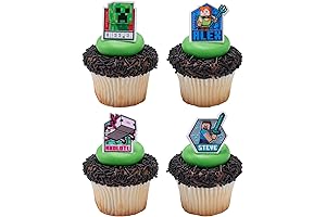DecoPac Minecraft Lush Finds Rings, Cupcake Decorations