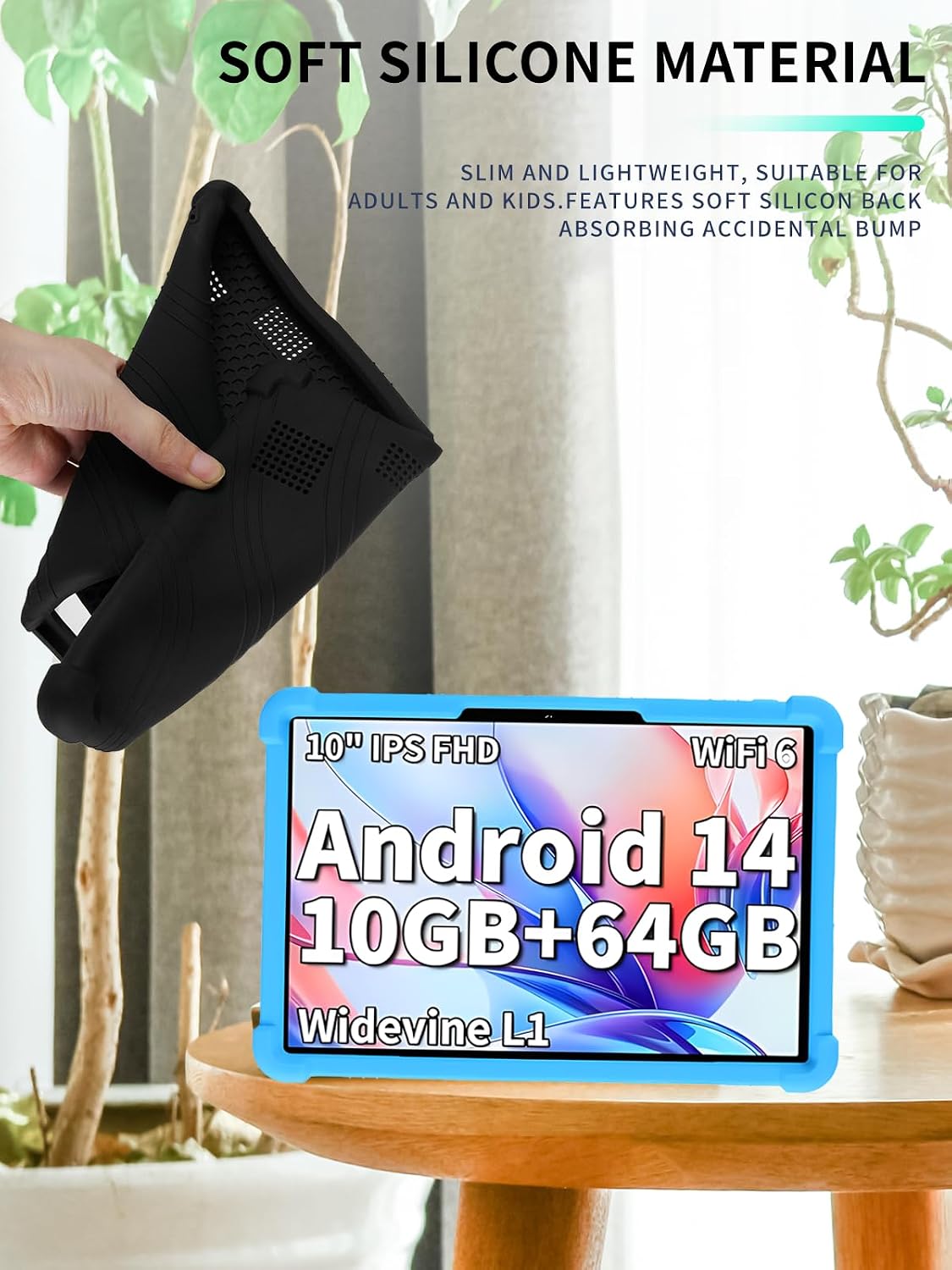 Case for Teclast P30/P30T Android 14 Tablets, 10 Inch Tablet- Soft Silicone Shock Proof Lightweight Stand Rubber Shell Protective Cover,Kids Friendly Soft Silicone Adjustable Stand Cover,LIGHTBLUE image 5