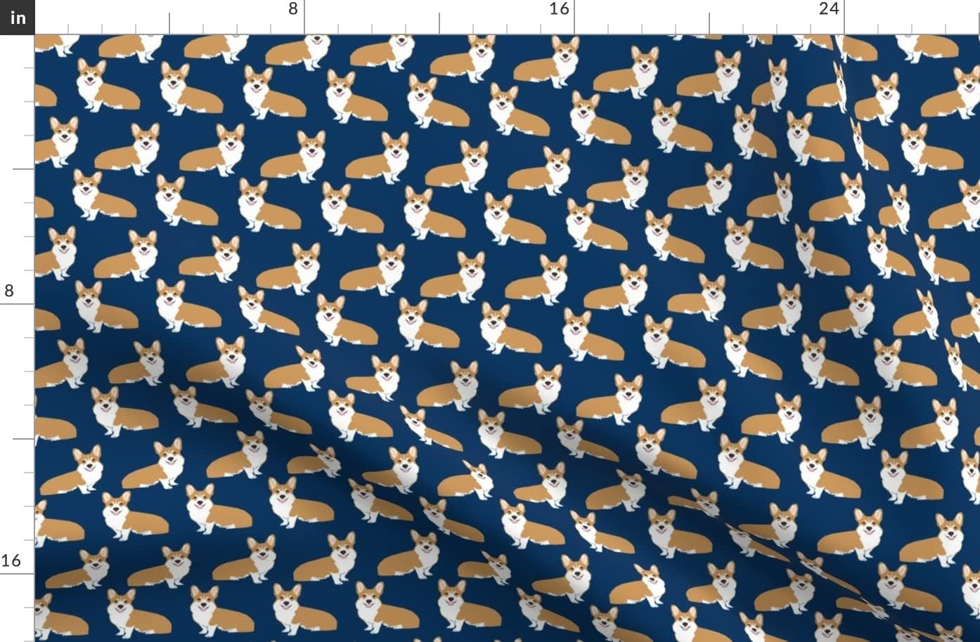 Spoonflower Fabric - Corgi Dog Pet Puppy Dogs Corgis Cute Navy Blue Printed on Organic Cotton Sateen Fabric by The Yard - Sewing Quilting Apparel Home Decor