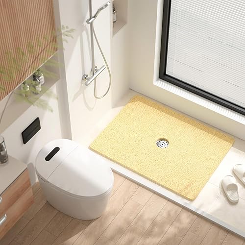 Miniatura 38 de HITSLAM Tapete de ducha cuadrado, tapete de baño antideslizante de 24 x 24 pulgadas para bañera, tapete de bañera de PVC suave con agujeros