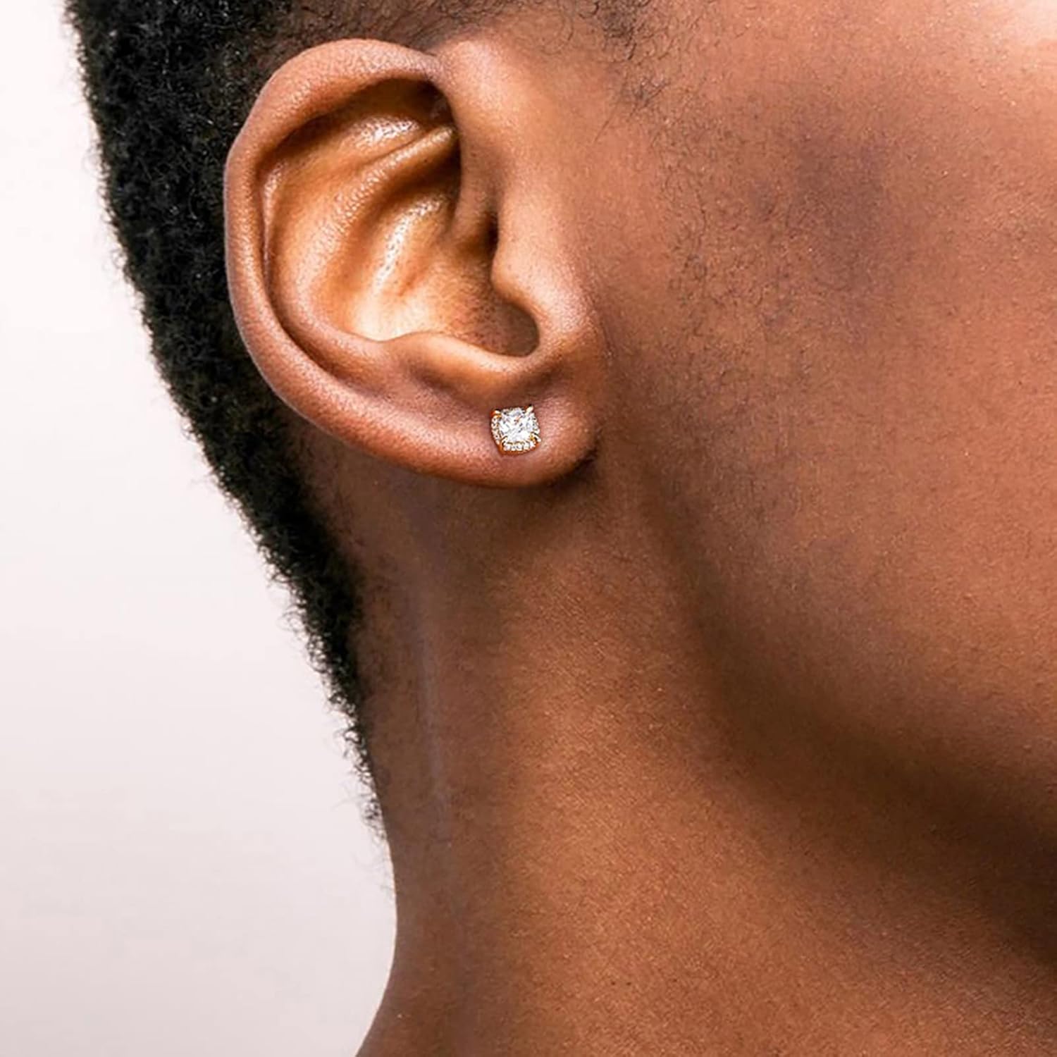 TRUMIUM Sterling Silver Earrings for Men Women Big Star Earrings Cubic Zirconia Studs Hip Hop Rapper Singer Screw Back Hypoallergenic