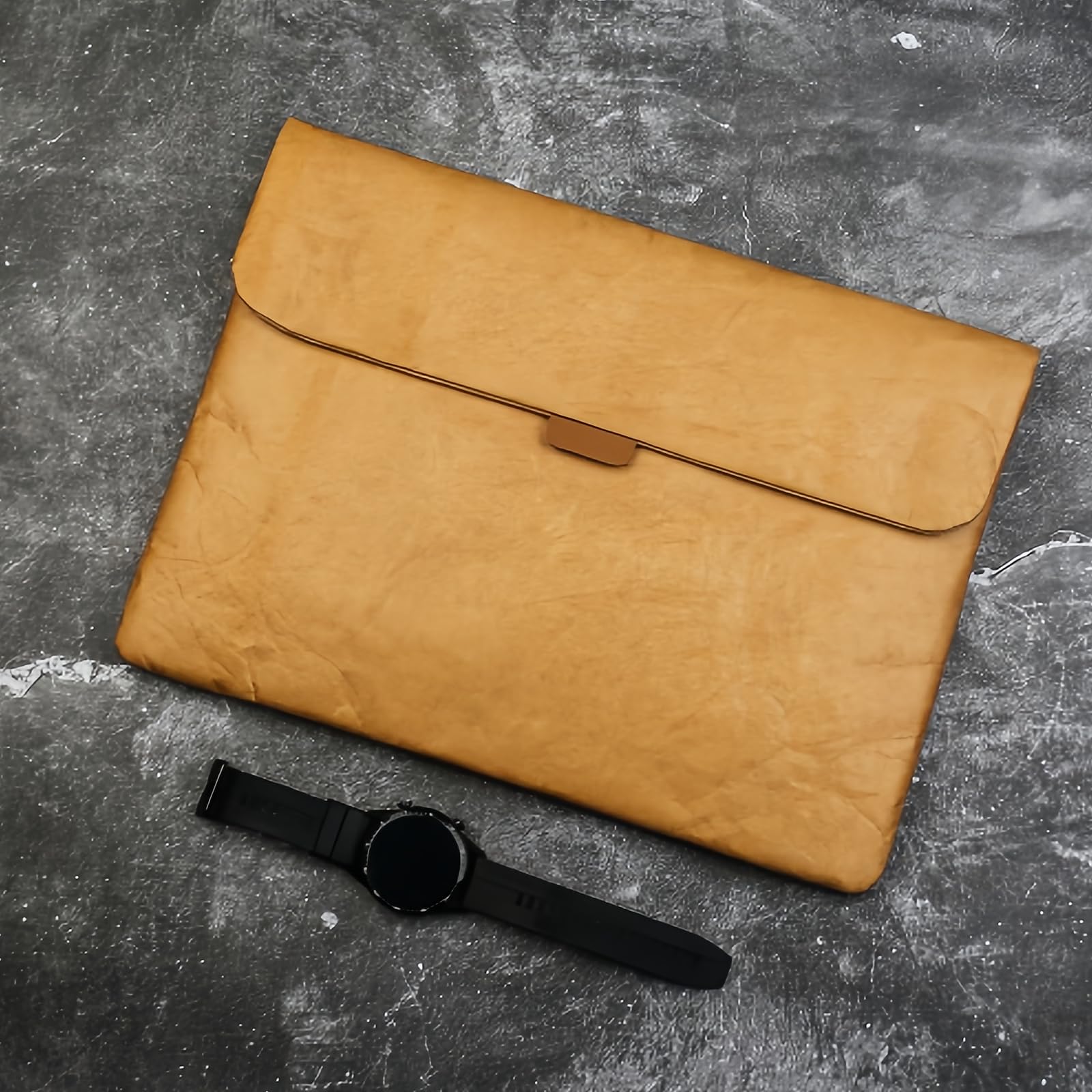 Papierowa kopertówka retro – przenośny pokrowiec na tablet i dokumenty z wodoodporną wkładką do pracy, szkoły i na prezent