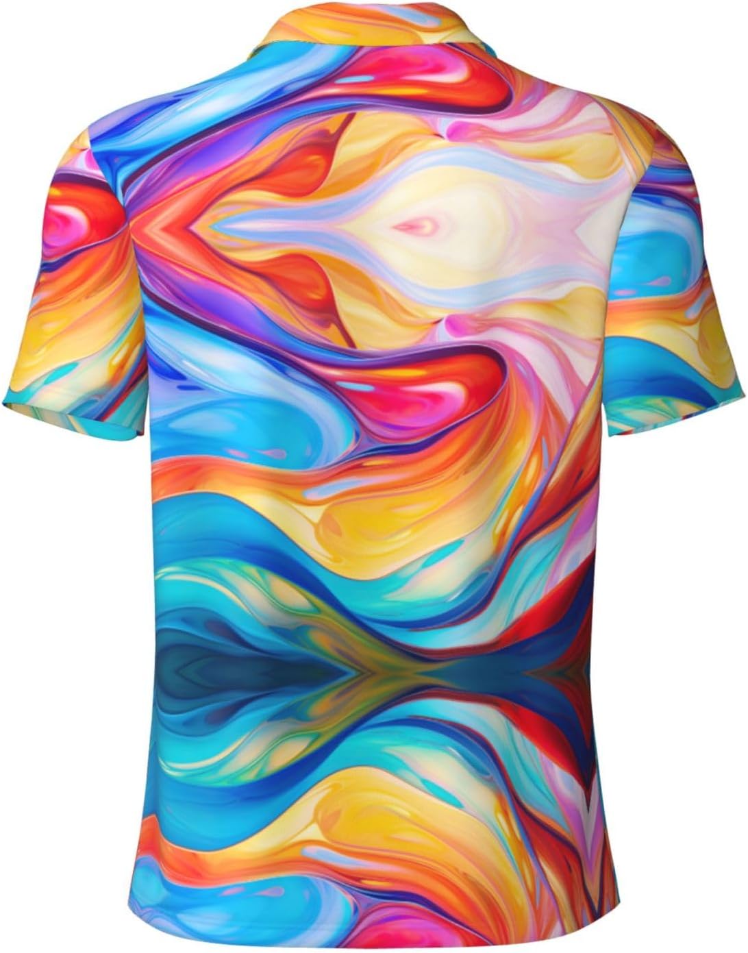 Colorful Lines Art Print Polo Shirts Short Sleeve,Casual Shirts for Men,Versatile Fashion for All Occasions