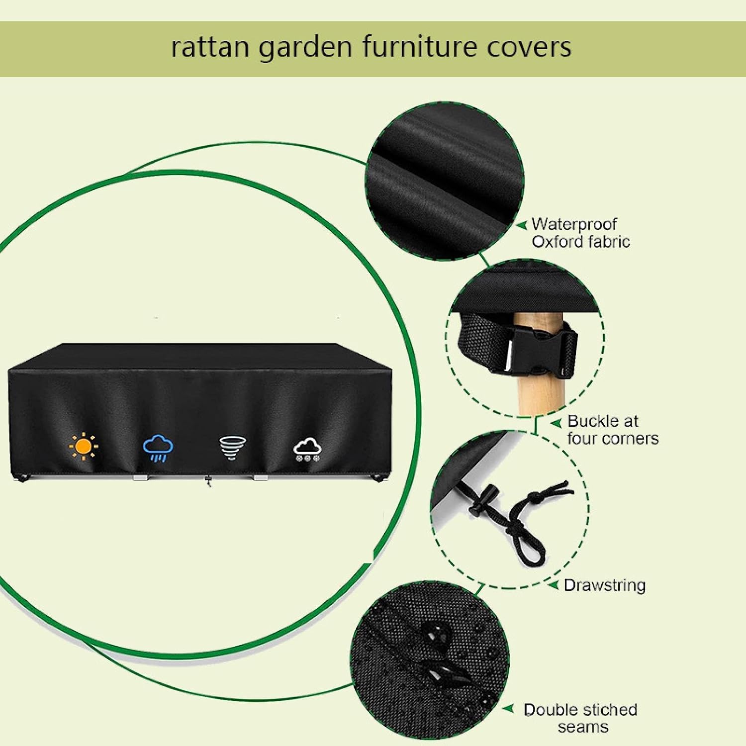 Patio Furniture Covers Waterproof 130x100x41in/LxWxH Waterproof Outdoor Furniture Covers for Patio Furniture,Covers for Outdoor Furniture with Windproof Buckle Strap for Chair Sofa(Black, X-Large)