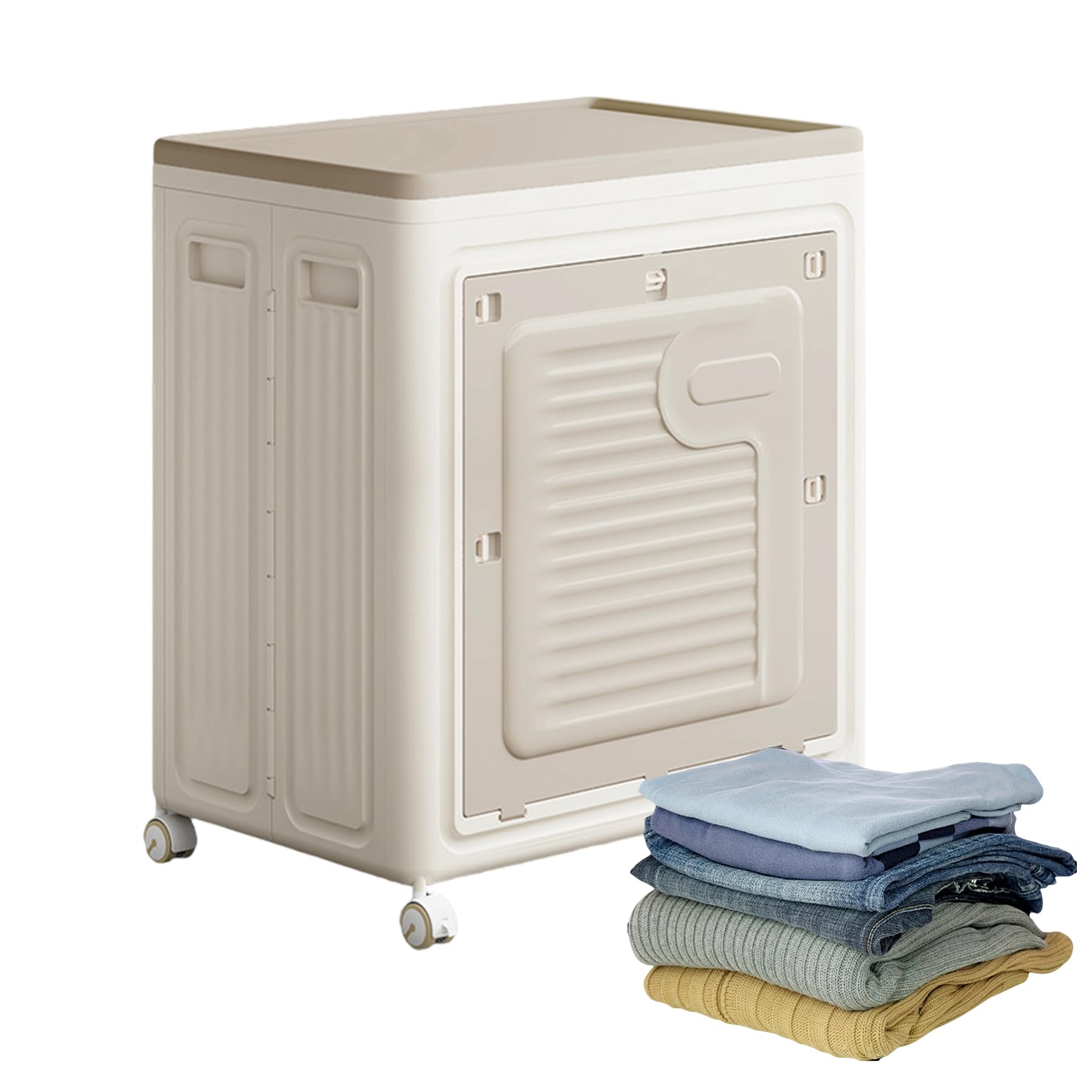 Boîte de rangement vêtements plastique anti-poussière grand volume avec roulettes maison