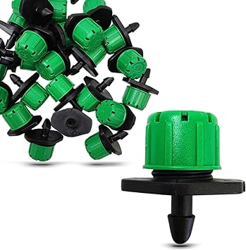 25-Pack - 1/4" Inch Universal Barbed Drip Emitter - Adjustable Flow 0-18.5 GPH Fit 1/4 4-7mm Drip Irrigation Tubing - Professional Grade 25 Pack Dripper Only