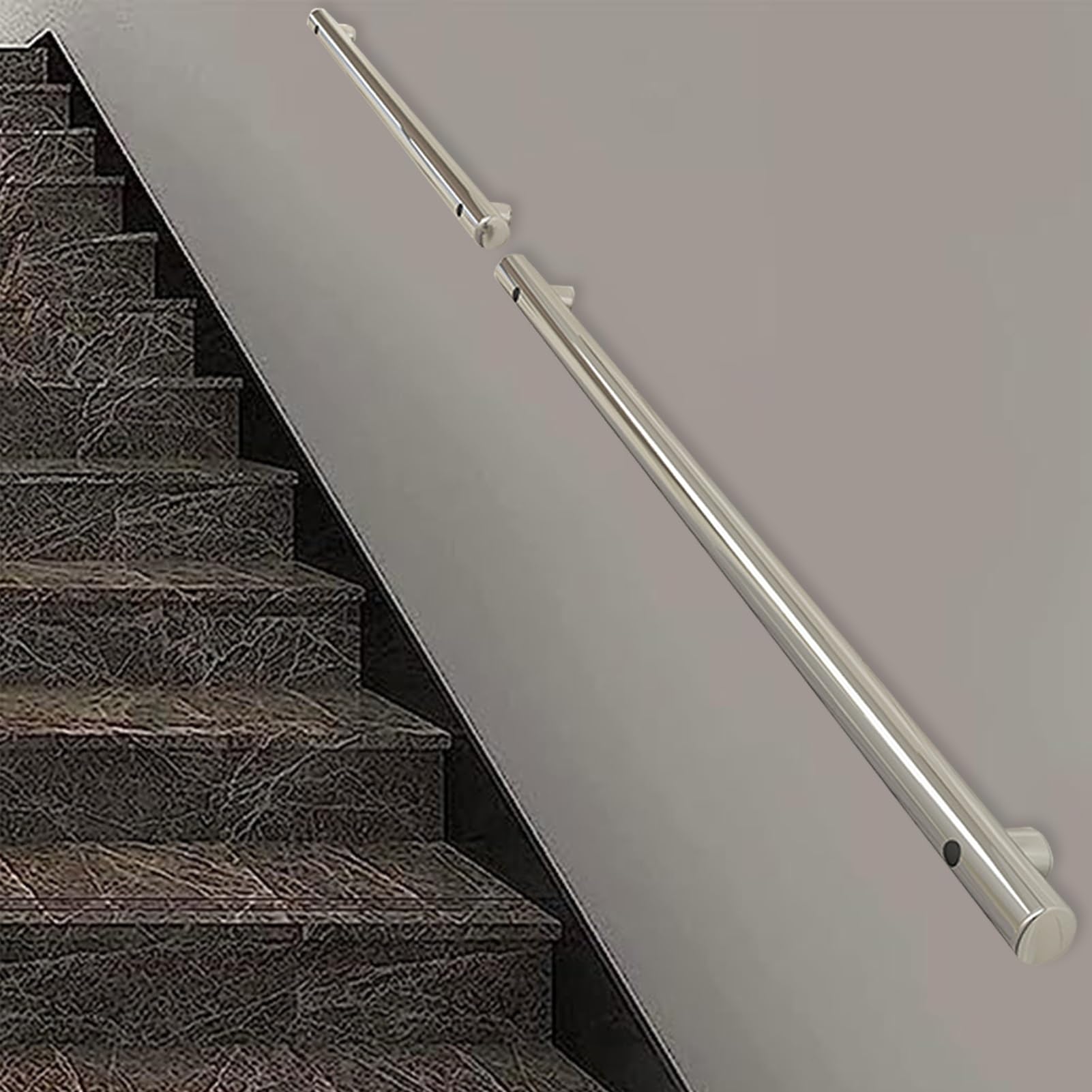 Garde-corps en acier inoxydable pour escalier extérieur 250 cm