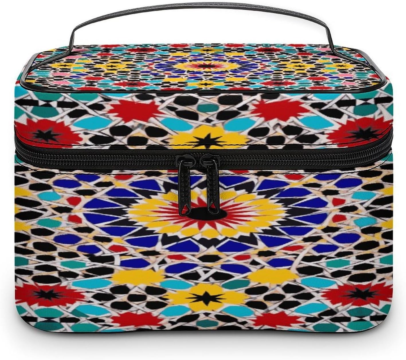 Moroccan Color Makeup Bag,Portable Large Capacity Travel Cosmetic Bag Adjustable Lightweight Hand-held Makeup Box for Women Daily Use