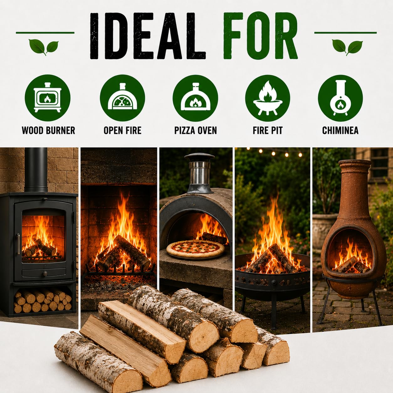 Alderline Premium Kiln-Dried Birch Hardwood Logs 20kg - Ready to Burn firewood - Smokeless fire logs for wood burners Stoves, Fire Pits - Image 7
