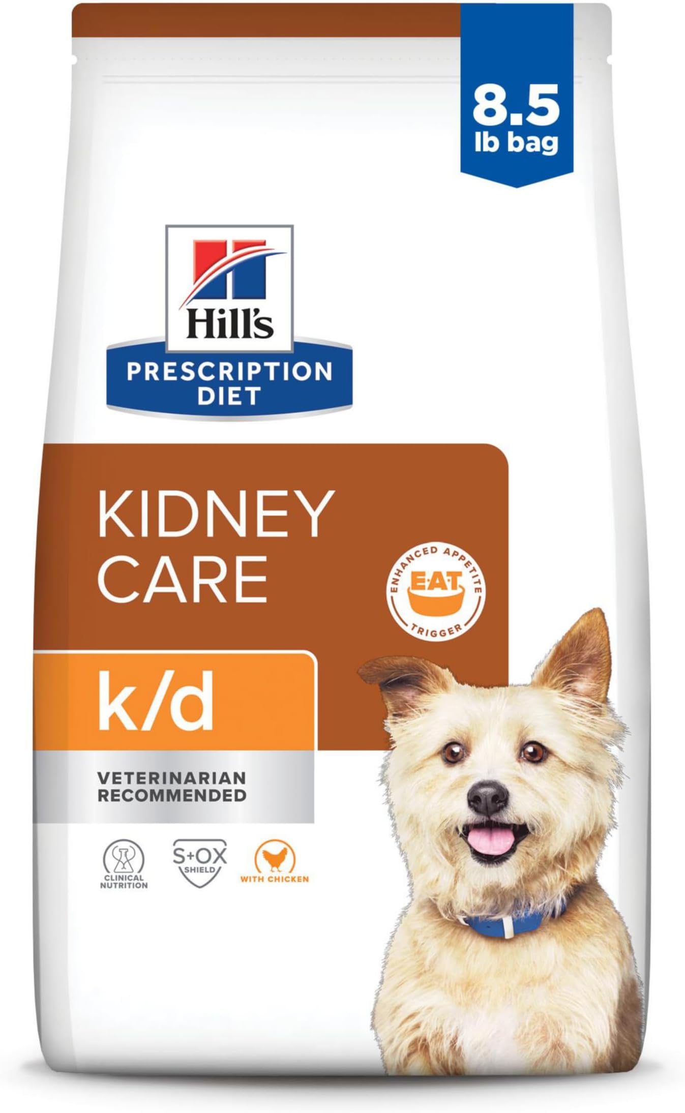Hill's Prescription Diet k/d Kidney Care Dry Dog Food, Chicken, 8.5 lb. Bag