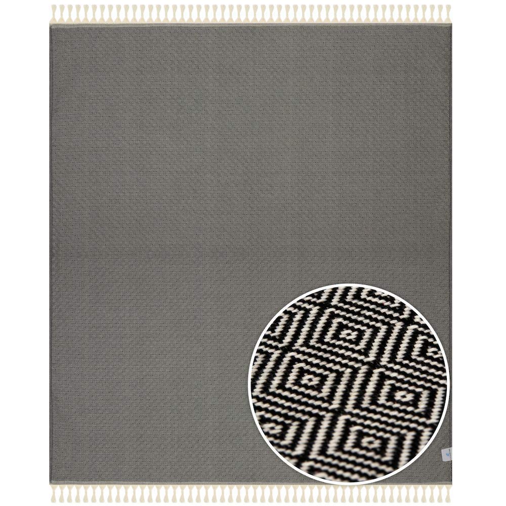 100% Cotton Throw Blanket - Ultra Premium Natural Soft Hypoallergenic Luxury Large Sized Blanket for Couch Sofa Bed and Outdoors - 96" L x 84" W (Black)