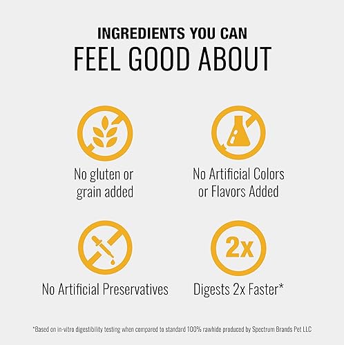 Vista 50 de GOOD 'N' FUN Rollos pequeños hechos con venado real, 10 unidades, cuero crudo altamente digerible para perros, multicolor, número de modelo: P-94431