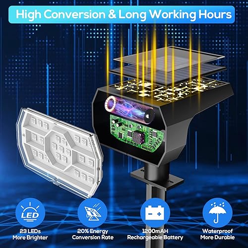 Vista 18 de NYMPHY Luces solares para exteriores, impermeables, IP68, 56 LED, 3 modos de iluminación, funciona con energía solar, luces solares para paisaje