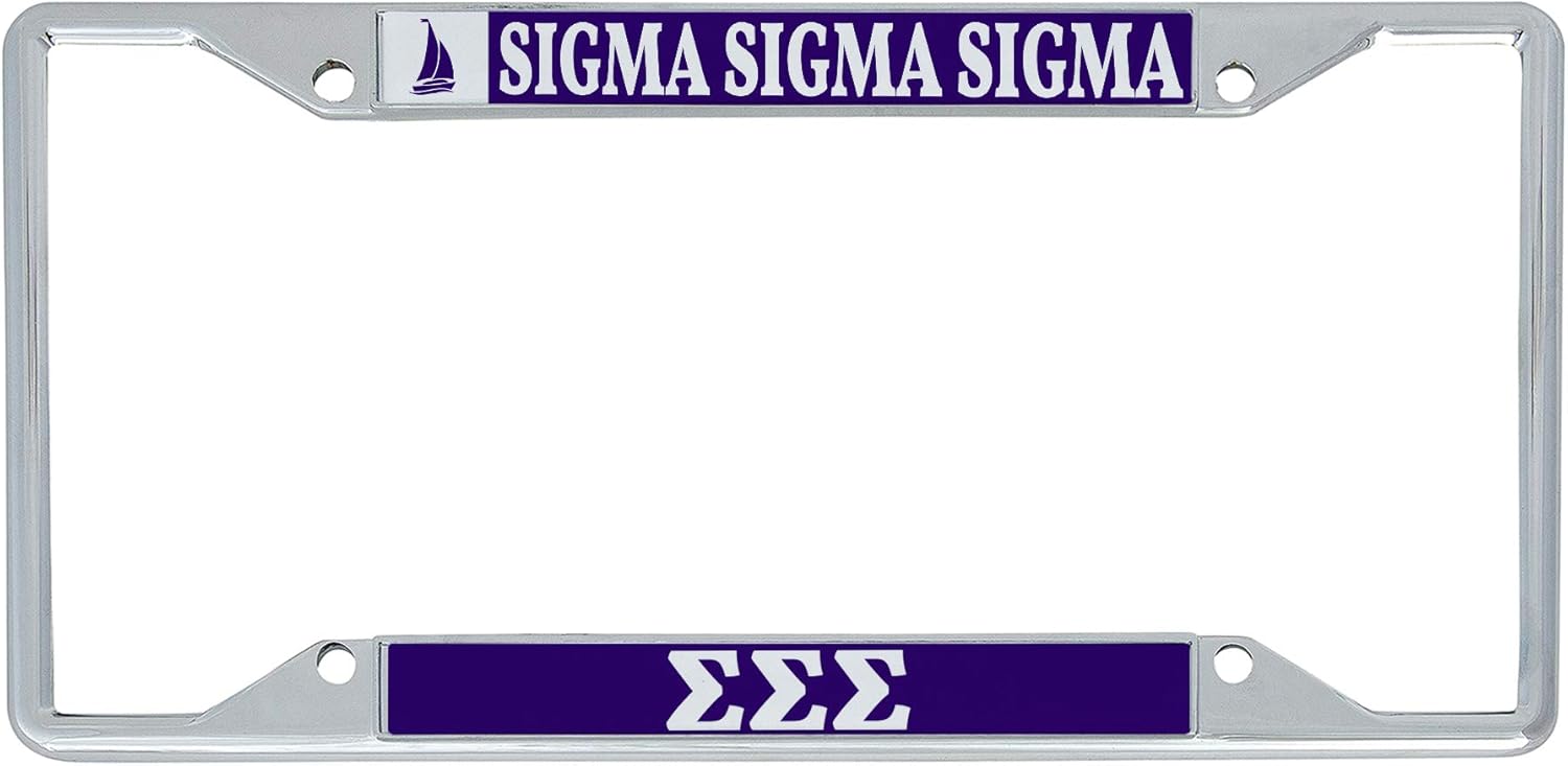 Desert Cactus Sigma Sigma Sigma Car Accessories Tri-Sigma Sorority Metal License Plate Frame and Tag Holder for Front or Rear of Car (Crest LP Frame)