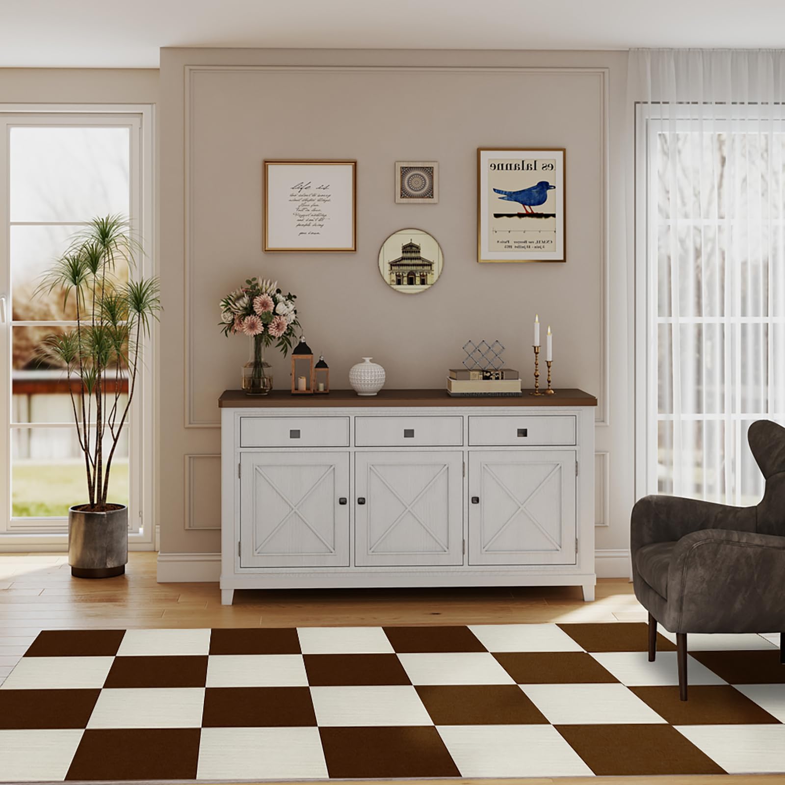 10 Pezzi Pavimento Ddesivo Marrone Scuro, 50 x 50 cm, Piastrelle Adesive Pavimento 2,5㎡, Antistatiche, Antiscivolo Moquette Adesiva, Casa Uffici Commercio Quadrotte di Tappeto Salotto