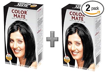 Color Mate Hair Color Cream, Natural Black, 130 ml (Pack of 2)