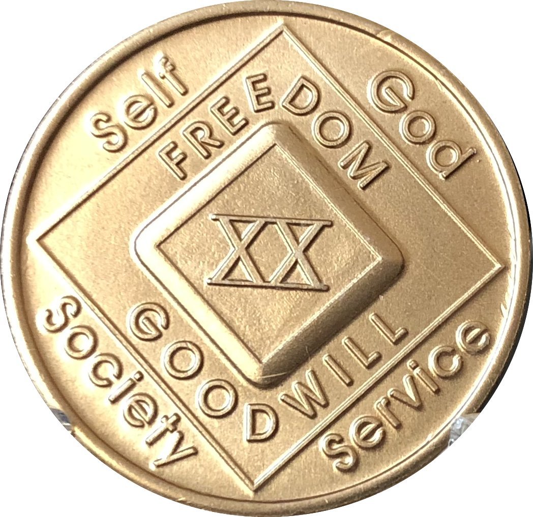 20 Year NA Medallion Official Narcotics Anonymous Chip XX