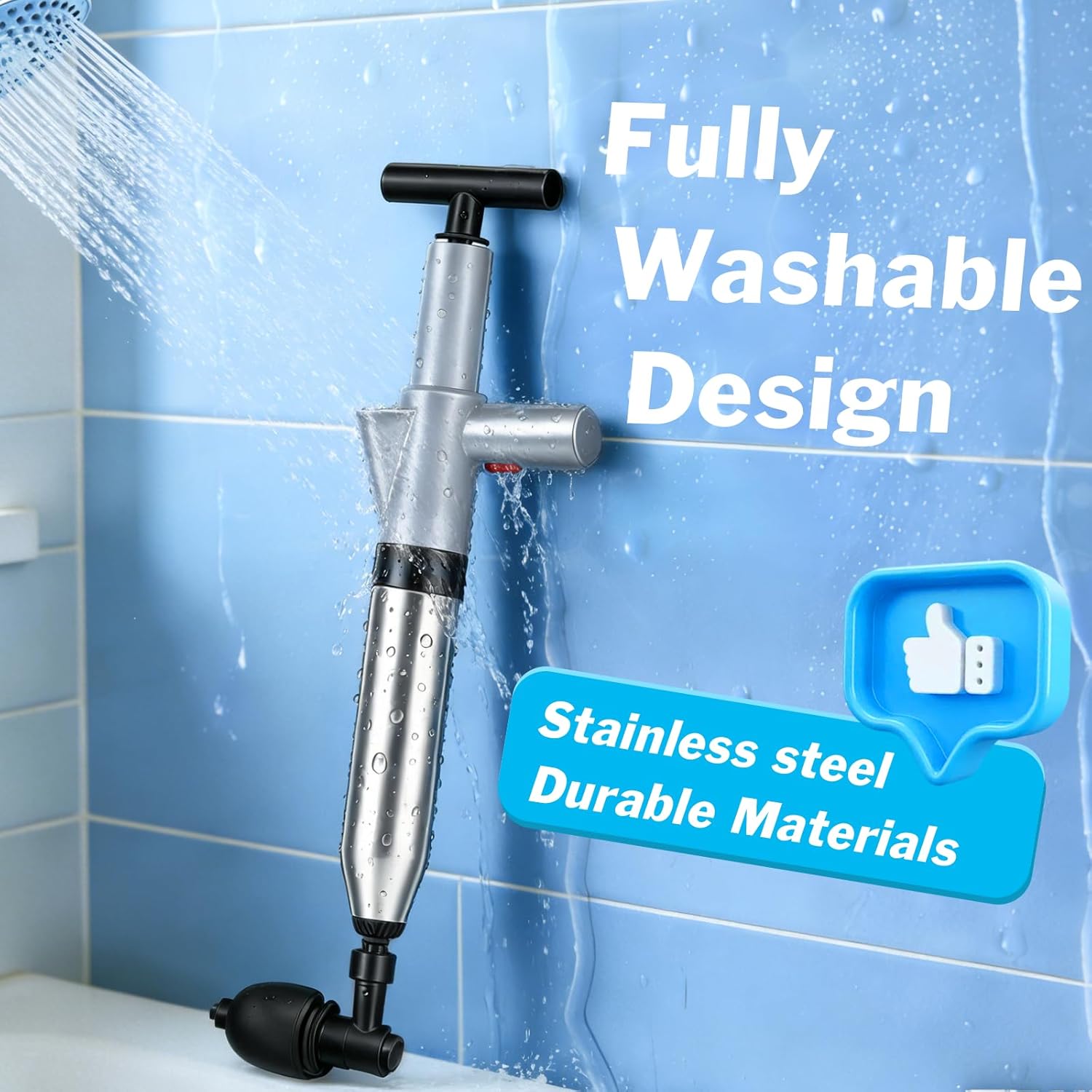 High Pressure Toilet Plunger, Toilet Snake Air Drain Blaster with Real -Time Barometer, Heavy Duty Drain Clog Remover for Bathroom, Floor, Shower, Kitchen Clogged (Gery-Manual)