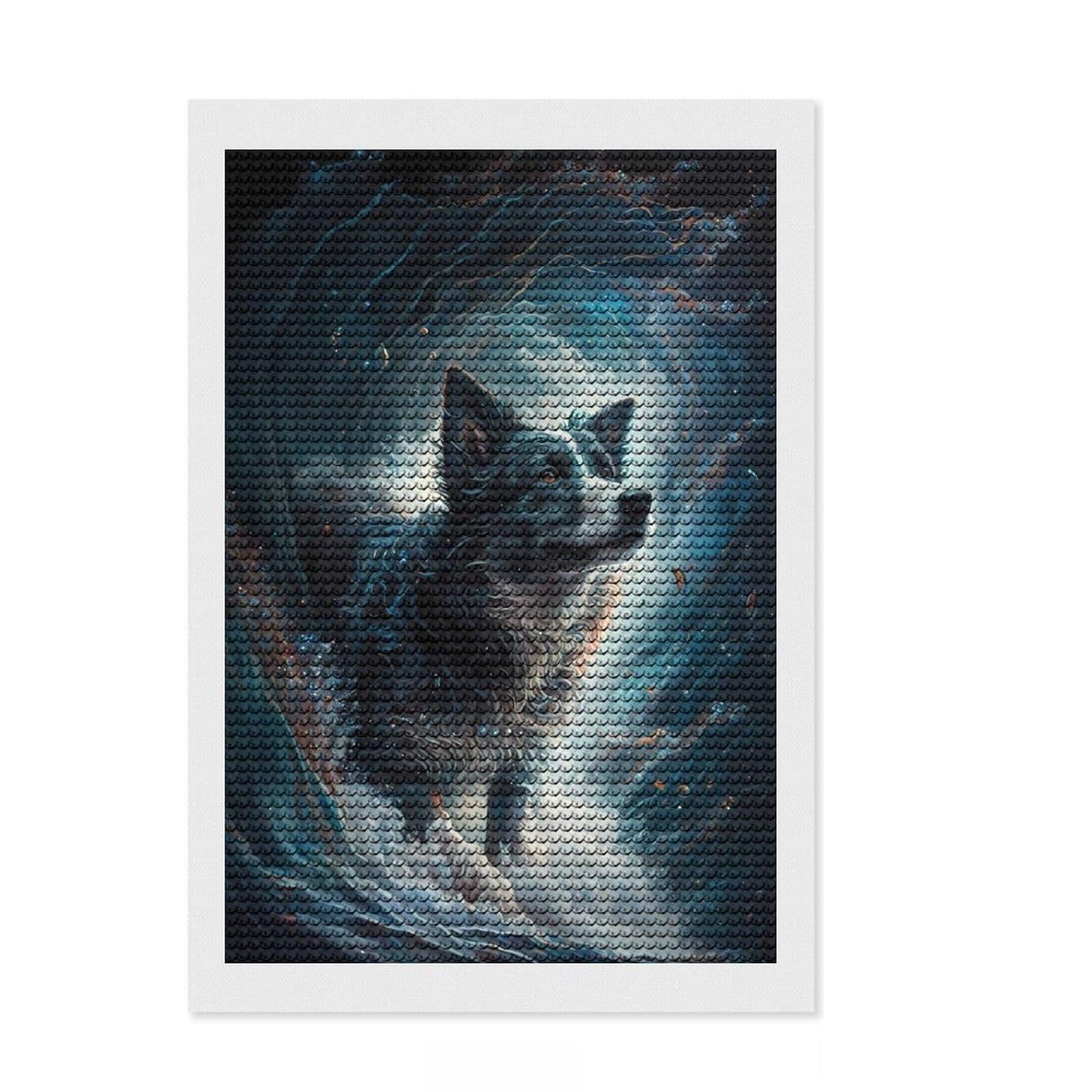 Junmoney Border Collie Dog Diamond Art Kit 8"x12", for Creative Relaxation, Vintage Style Decor, Good for Quiet Evenings, Christmas Gift