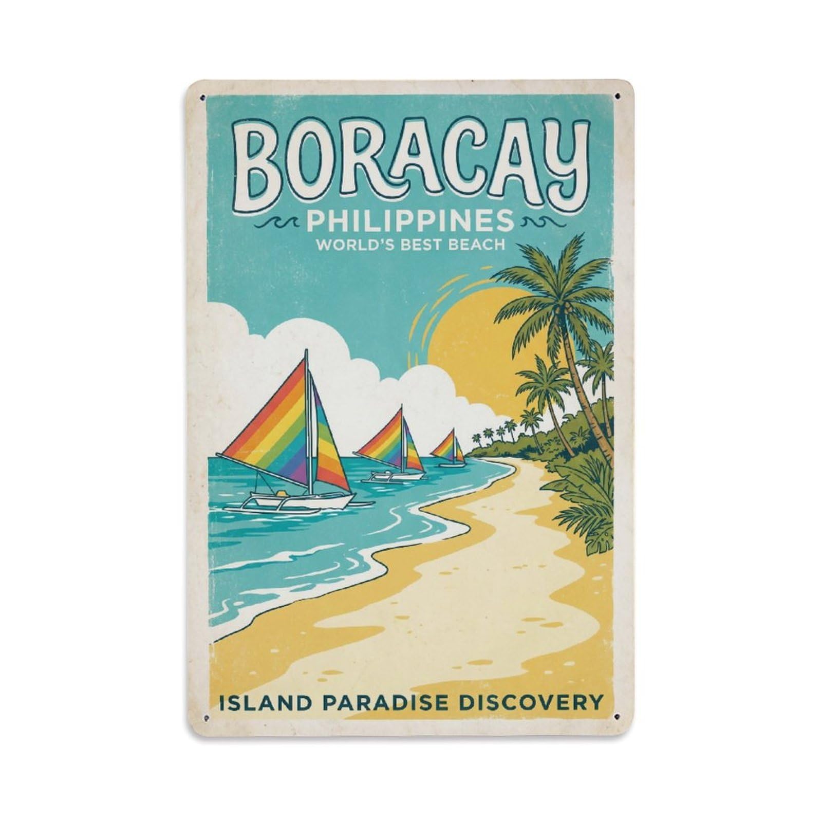 Huiyhb 8X12inch(20X30cm) Philippines Boracay Vintage Travel Metal Tin Sign
