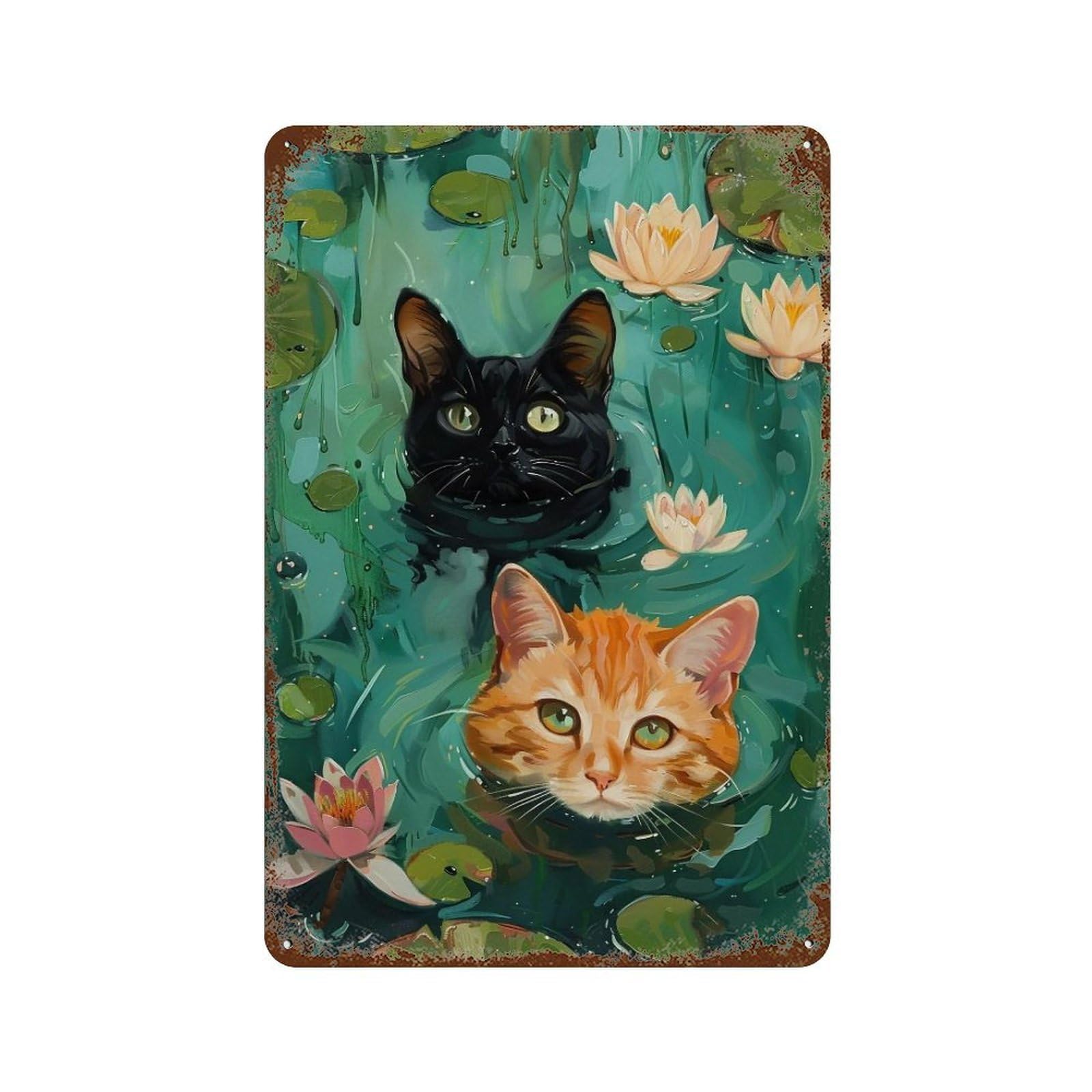 HDURYEYRYY Pond Kittens 04 Wall Retro Iron Vintage Art Metal Tin Sign Poster Modern Home Cofffee Club Art Bar Shop Decor Style 30x20cm