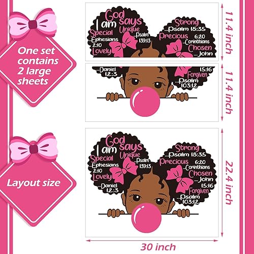 Miniatura 3 de 2 calcomanías de pared afroamericanas negras para dormitorio, calcomanías inspiradoras para pared, frase motivacional, color rosa, positivo,