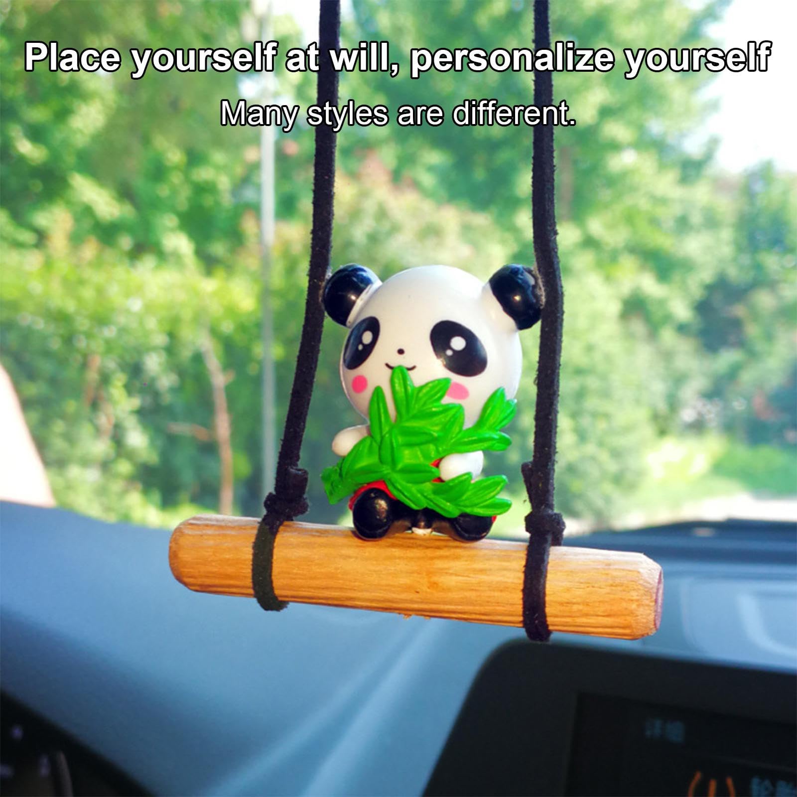 Ciondolo Per Specchietto Retrovisore A Forma Di Panda Altalena - Decorazione Auto Carina