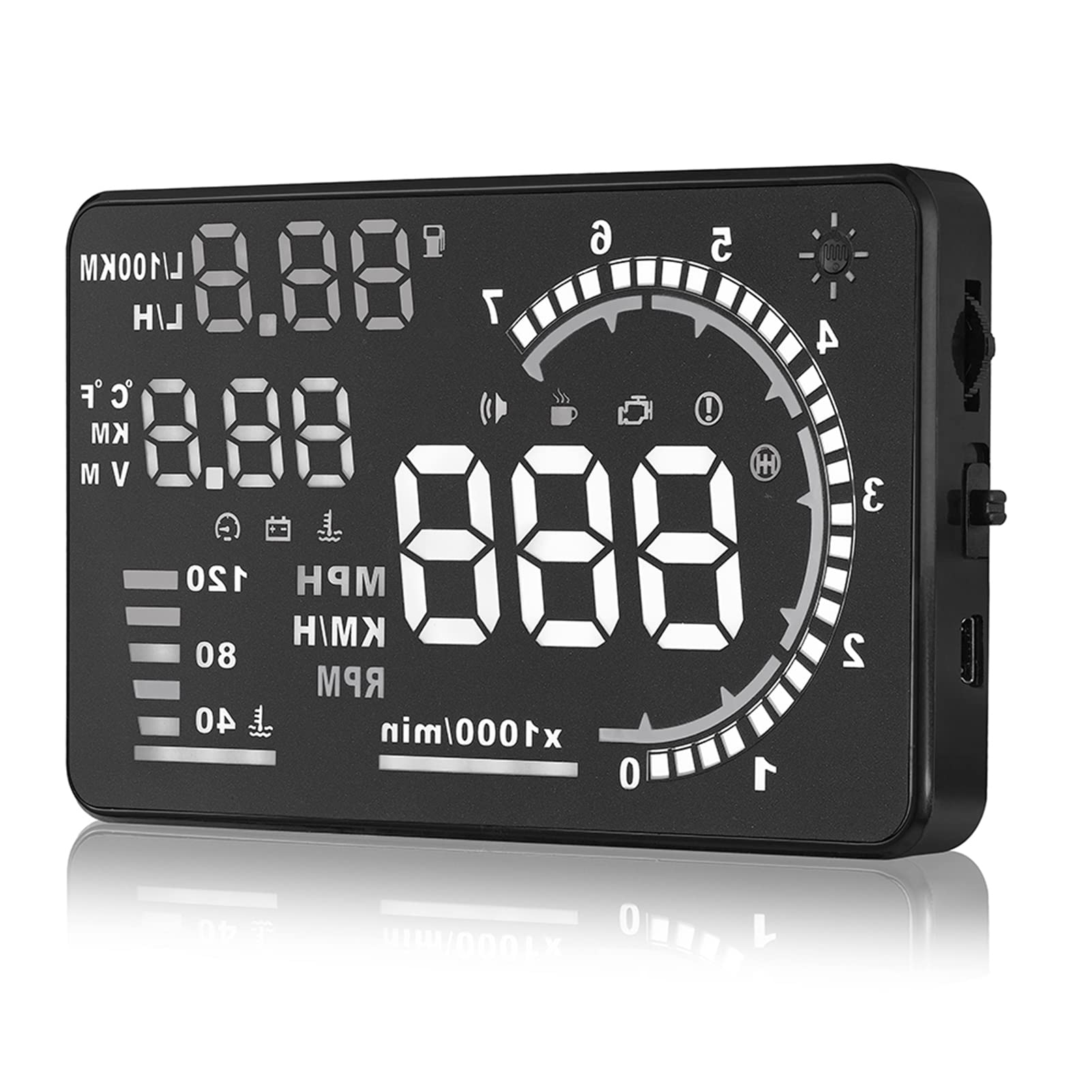 HUD per auto Head Up Display A8 5.5Inch OBD II OBD2 HUD per auto Head Up Display Auto Multi-color Windshied Schermo riflettente Velocità Display,esposizione dell'auto