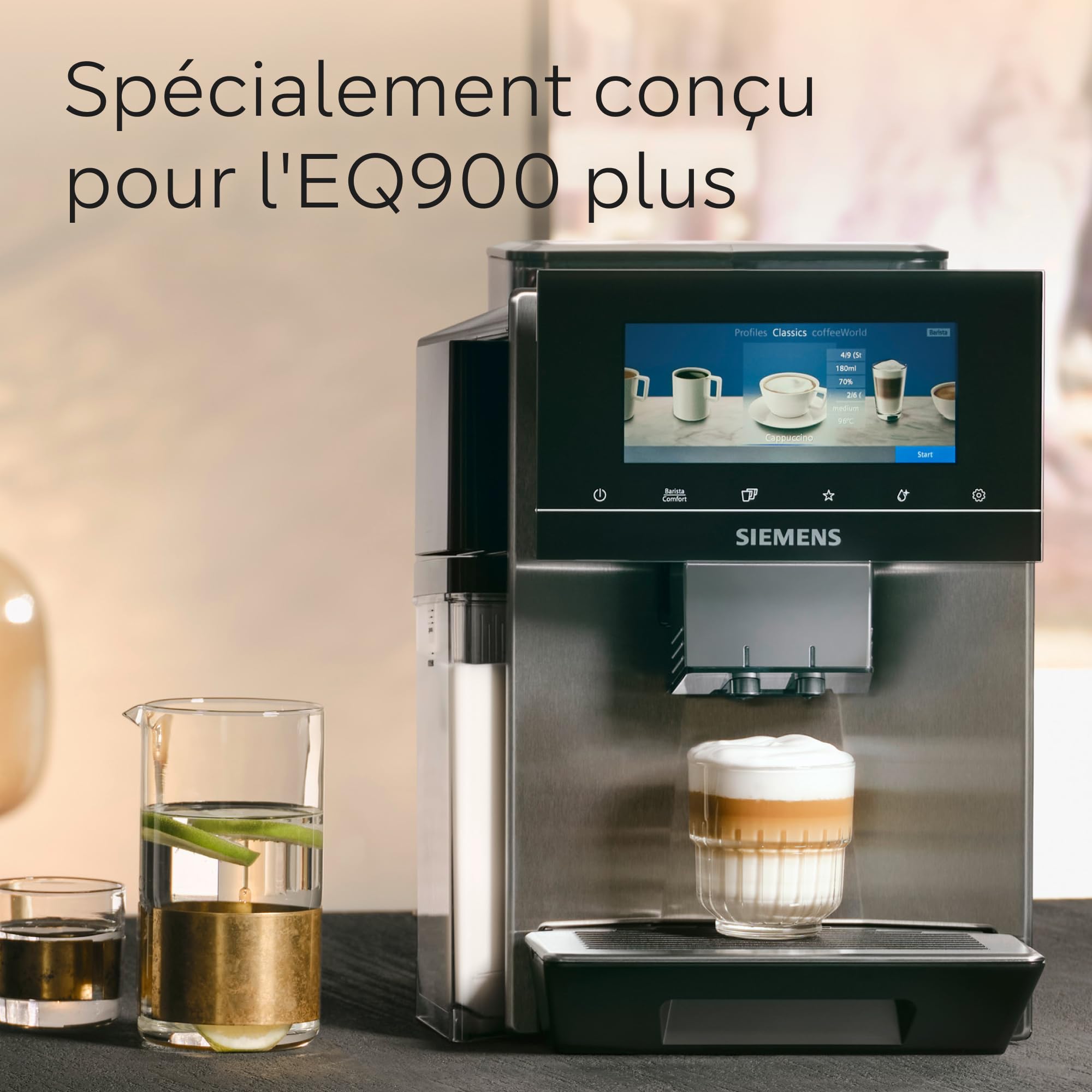 Siemens Cartouche de nettoyage pour machine à expresso tout automatique EQ900 plus, fonction autoCalc'n clean, nettoyage automatique pour un café toujours réussi, TZ800Z1