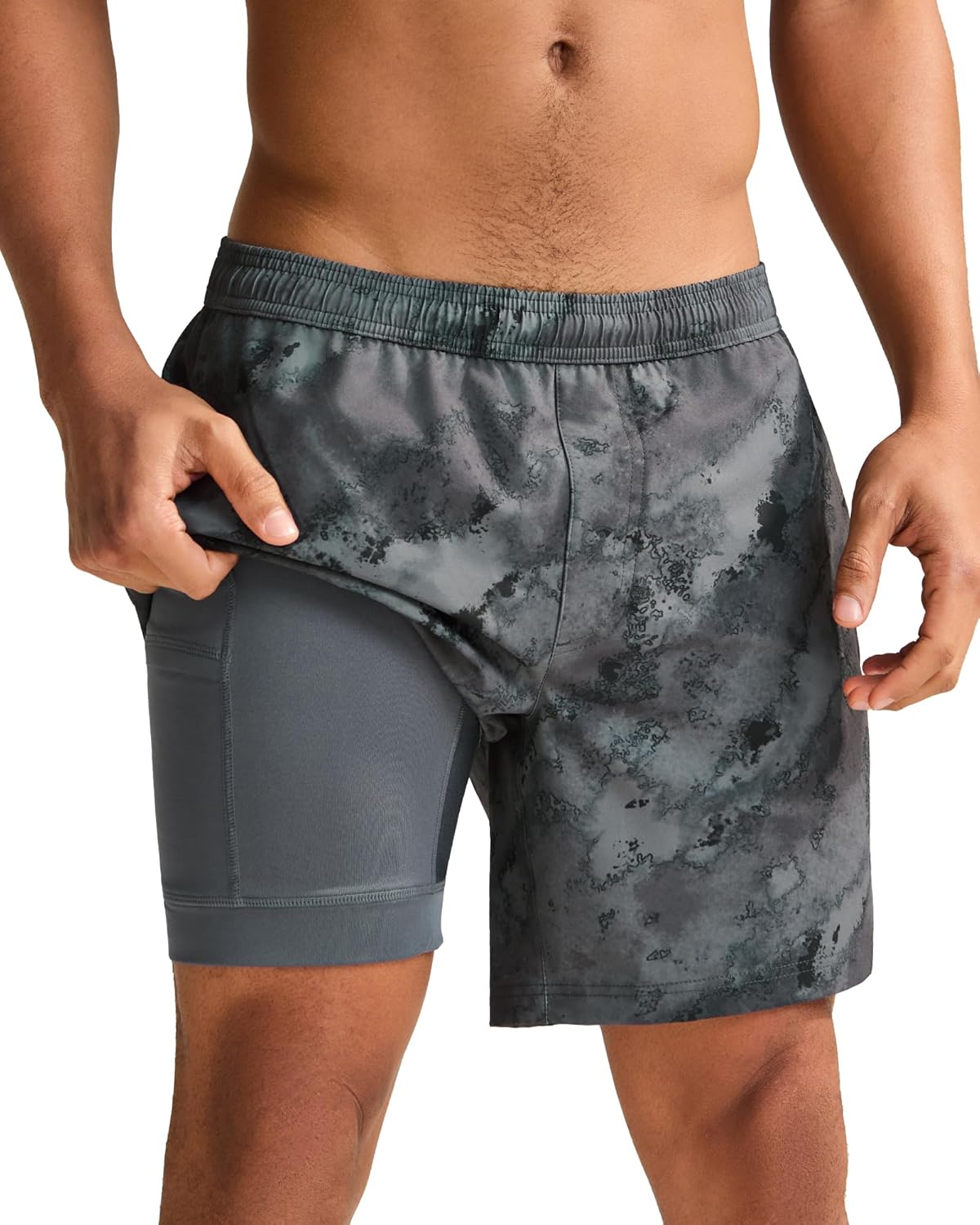 maamgic Gym Shorts for Men 7 inch Inseam with Liner Stretch 2 in 1 Workout Shorts Men Quick Dry Athletic Running Shorts