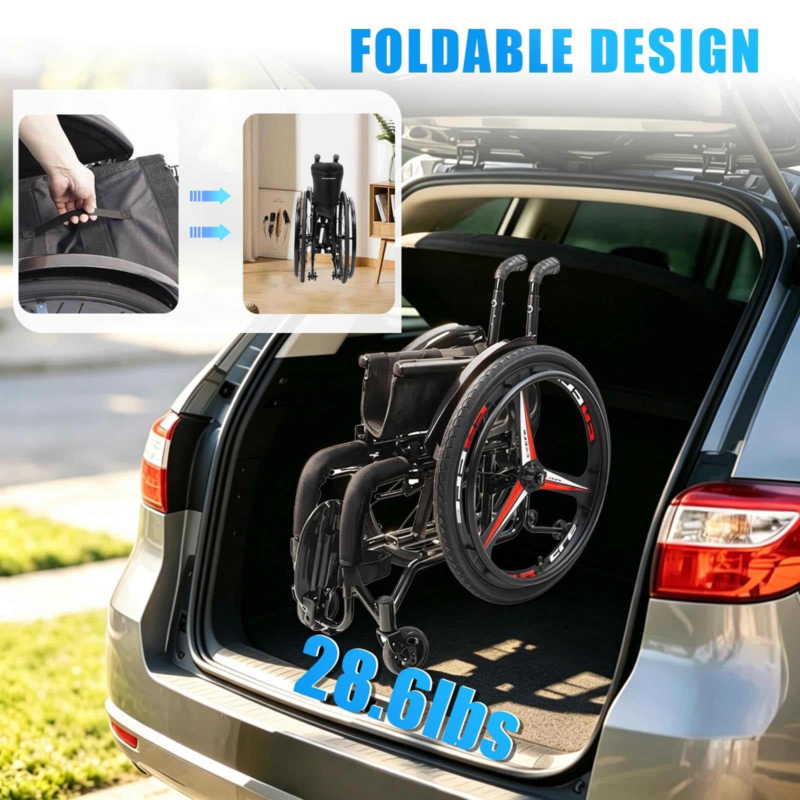 Sedia a rotelle sportiva leggera pieghevole