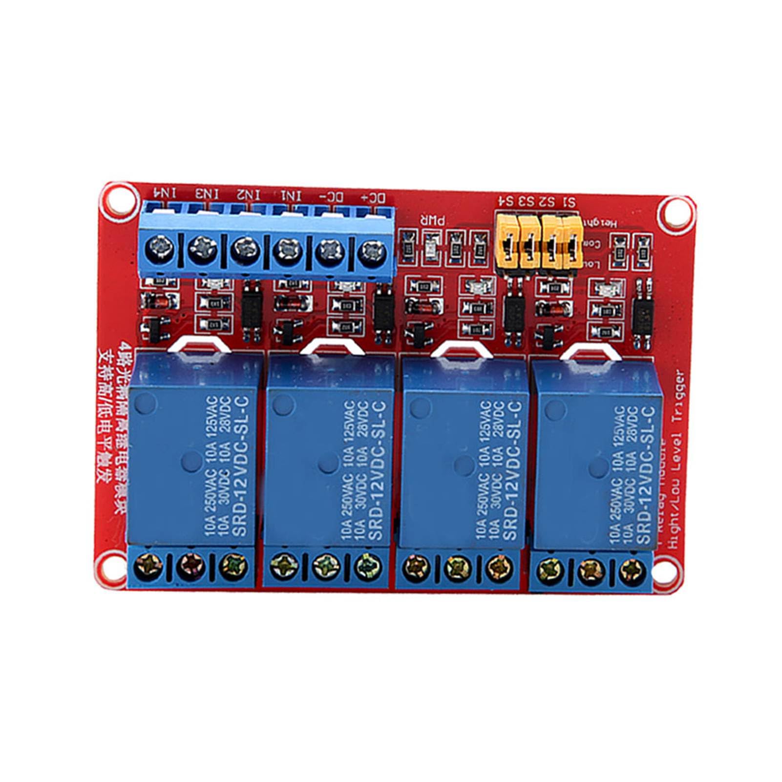 5 V/12 V/24 VDC 4-kanałowy transoptor moduł przekaźnikowy High Low Level Trigger z lampką kontrolną (12 V)