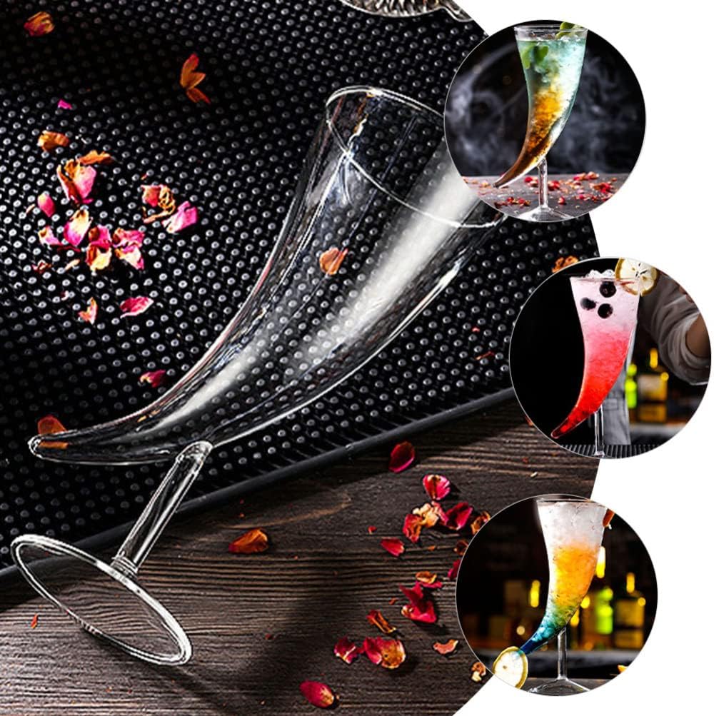 2Pcs Creative Cocktail Glasses 7.1oz Couple Horn Shape Whisky Glasses Moon Shape Champagne Glasses Vintage Drinking Glasses Wine Glassware Decorative Goblet for Wedding Holiday Party