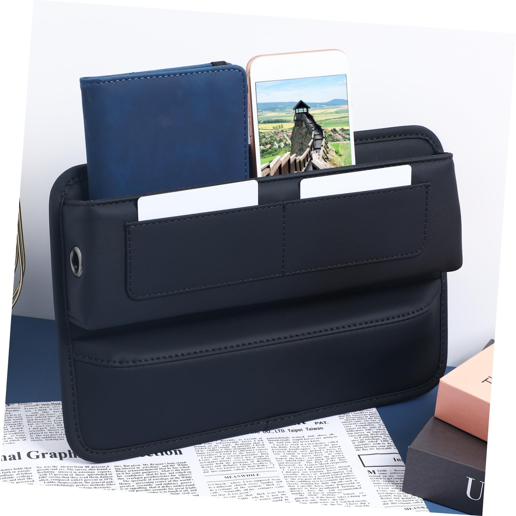 Caja Almacenamiento Asiento Coche Organizador Inserto Ranura con Compartimentos Protección Antideslizante para Consola y Asiento Vehículo Seguridad Conducción