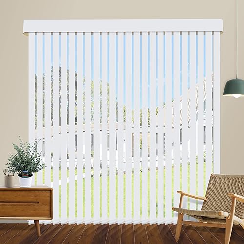 Persianas verticales opacas inalámbricas color blanco de 35 pulgadas con protección UV tamaño súper grande a 104 pulgadas de ancho para ventanas