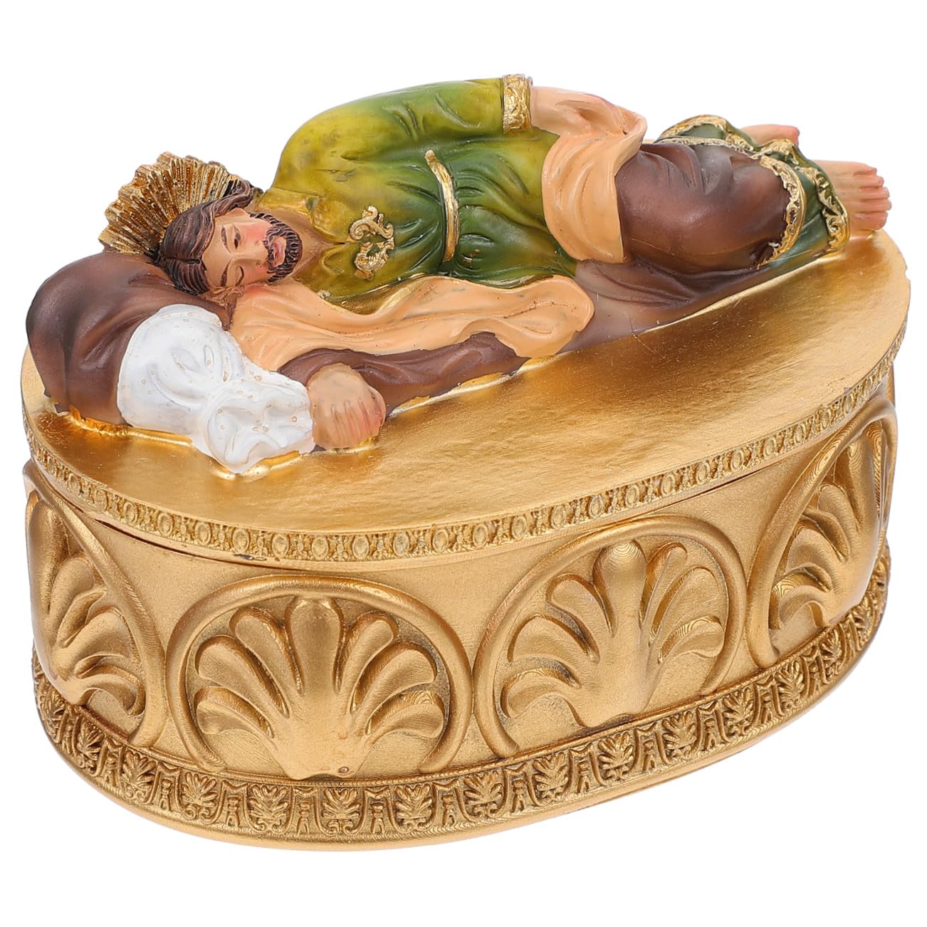 Boîte à bijoux religieuse statue dormante décoration bureau rangement maison résine