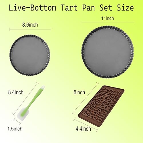 Miniatura 7 de Juego de sartén para tartas de 9.5 y 11 pulgadas con parte inferior extraíble (antiadherente), con cepillo de silicona para molde de silicona con