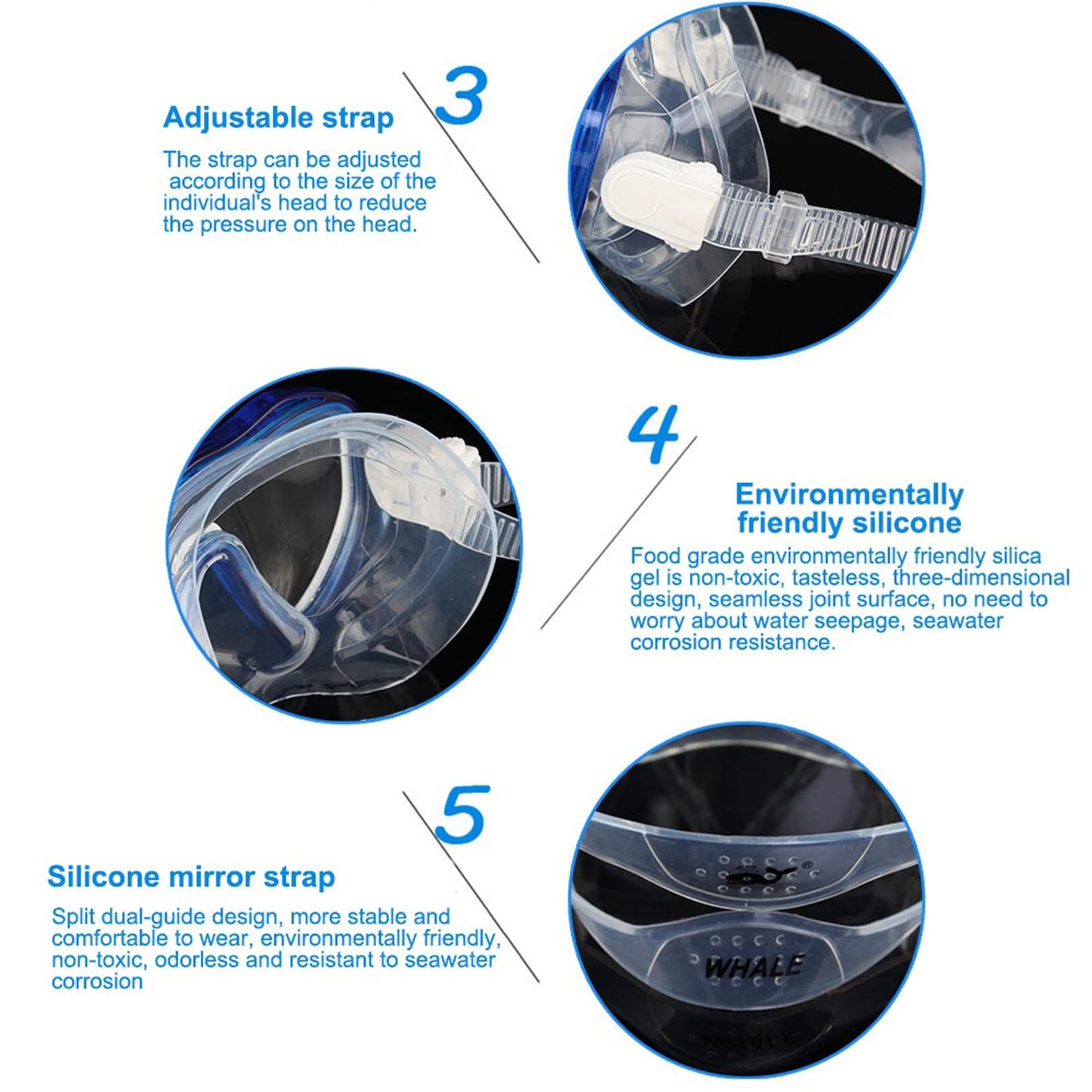 JINGYAN Okulary pływackie Swimming Goggles Diving Snorkeling Glass Mask Scuba Snorkel Watersports Tempered Equipment