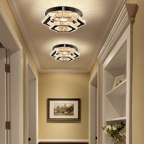 Miniatura 9 de CXGLEAMING Candelabro moderno de cristal empotrado, lámpara colgante LED regulable para comedor, sala de estar, dormitorio, cocina, pasillo (control