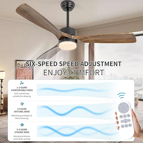 Miniatura 5 de Ventiladores de techo de 52 pulgadas con luces y control remoto, ventiladores de techo para interiores y exteriores, granja, temporizador, 6