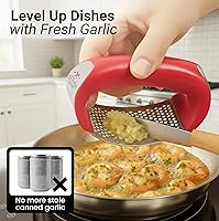 Vista 3 de Zulay - Juego de balancines de acero inoxidable para prensar ajos, picadora de ajo de primera calidad, trituradora de ajo innovadora con pelador
