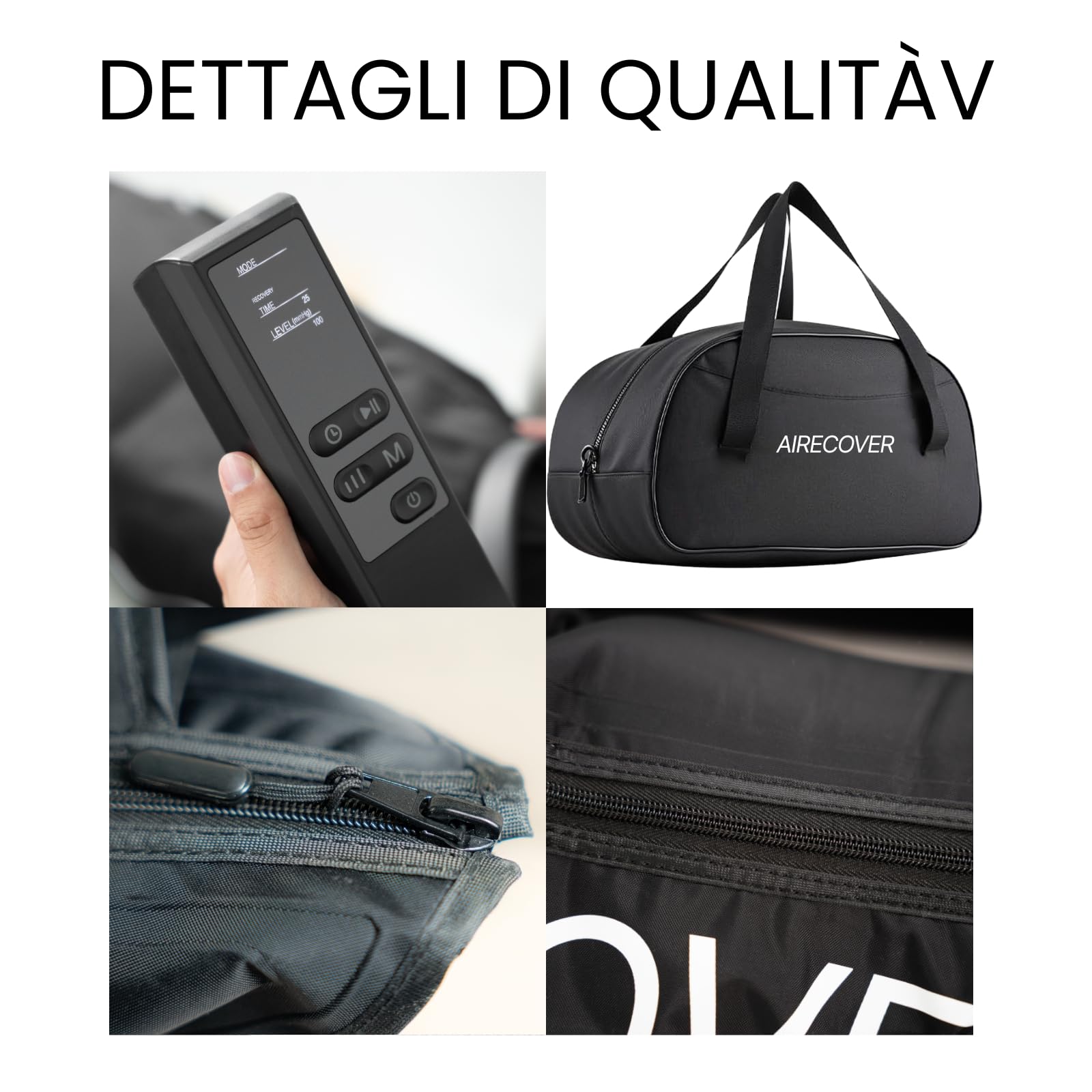 Pressoterapia a casa, massaggiatore per gambe e piedi stanchi per migliorare la circolazione, recupero muscolare, drenaggio linfatico, portatile con borsa (M:170-182cm)