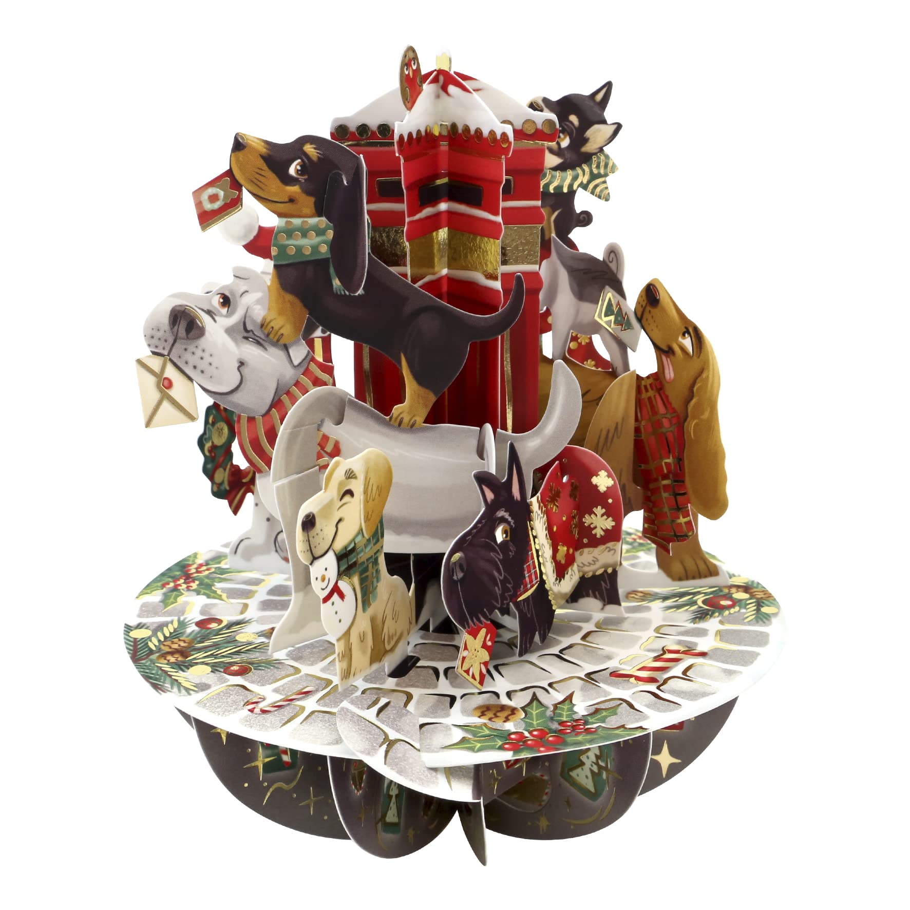 SANTORO Pirouette, Christmas 3D Pop Up Greeting Card - Letters to Santa Paws - For Kids, For Family, For Him, For Her, Christmas